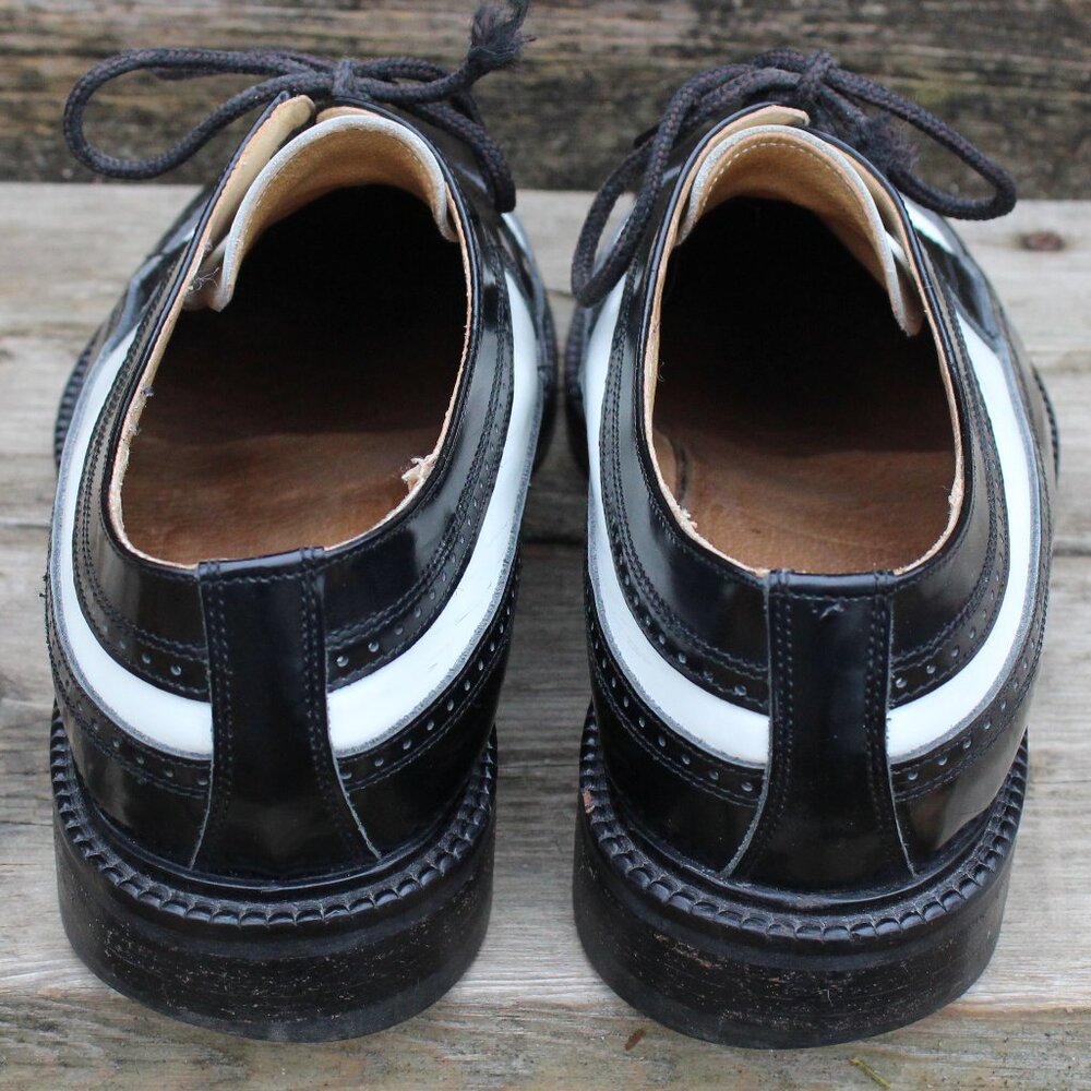 VTG Bravo Black & White Leather Spectator Wingtips, Size 42 EU, Made in Italy - Picture 6 of 12